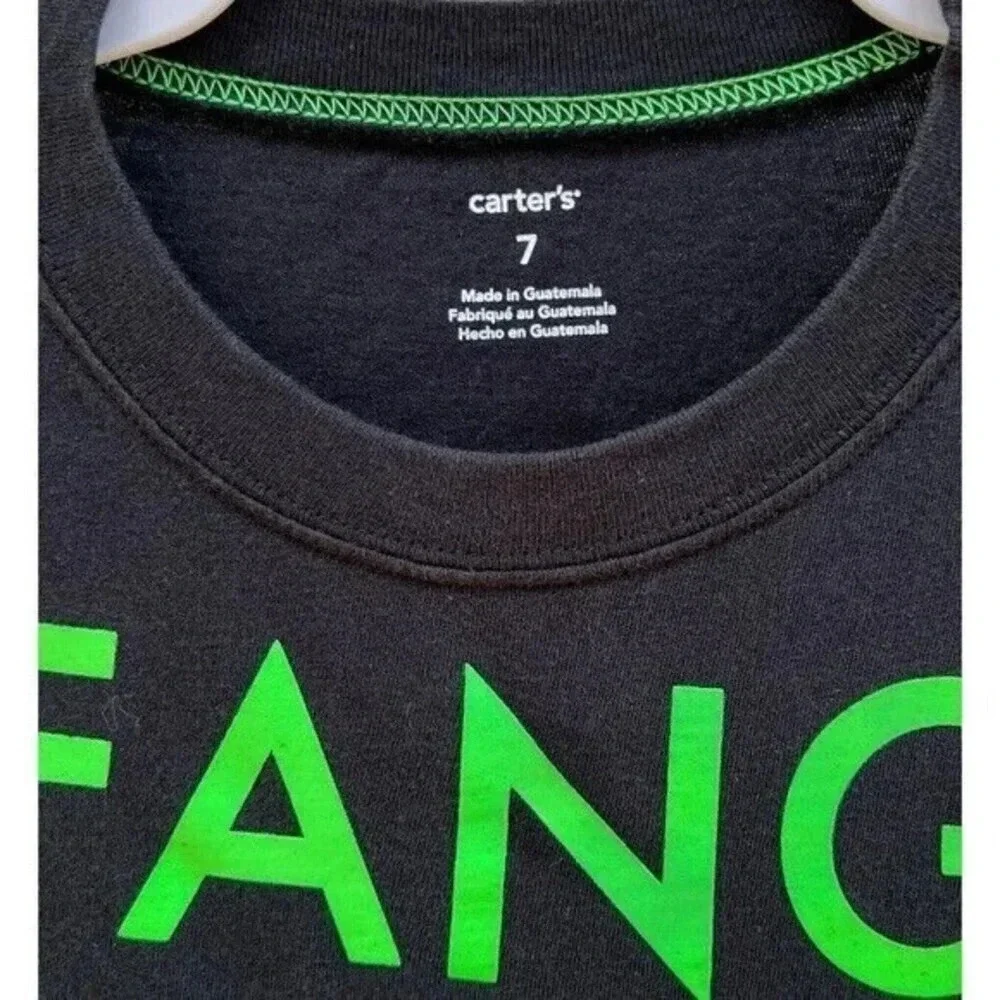 Carter's Size 7 Fang-Tastic Graphic‎ T-Shirt Long Sleeve Halloween Glow In Dark‍